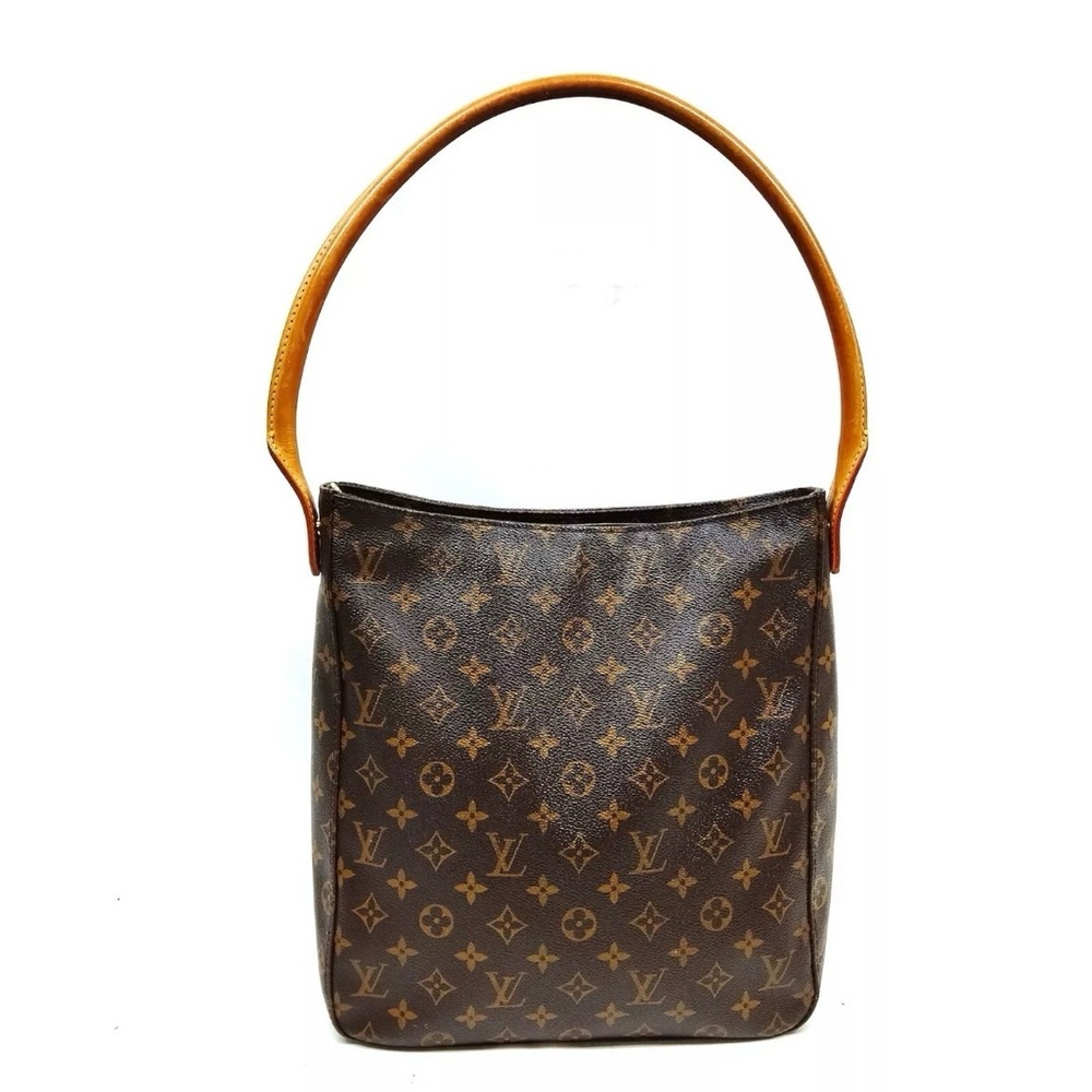 Louis Vuitton Monogram Canvas Shoulder Bag with Tan Handle